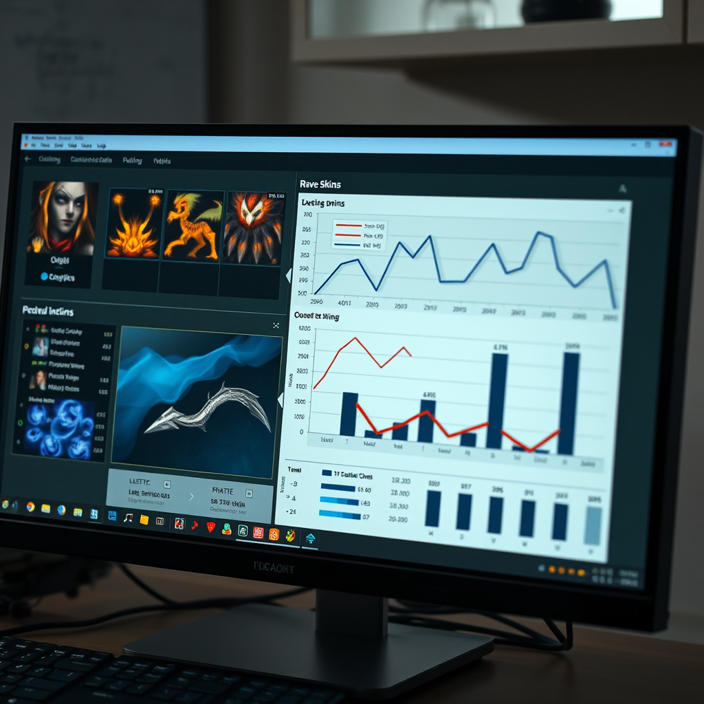 Профессиональная оценка предметов Dota 2 - аналитические графики и редкие скины на экране компьютера